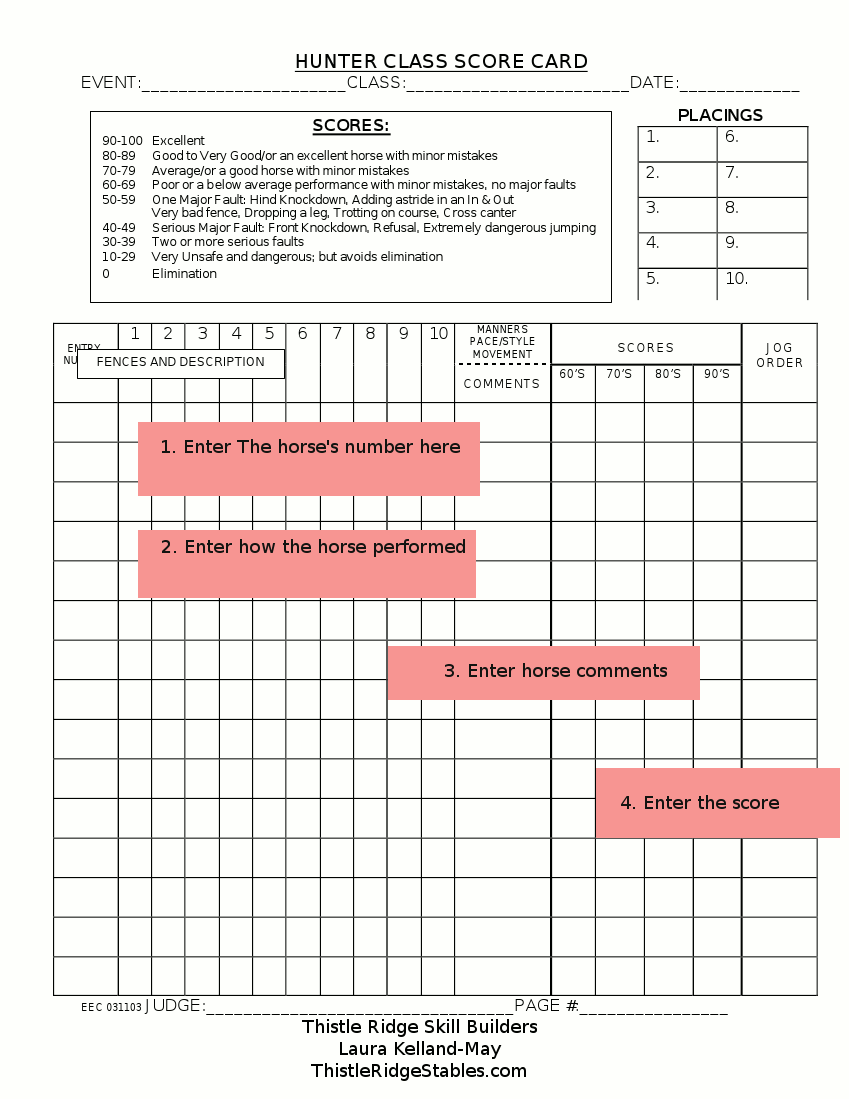 Sample Judges Score Card